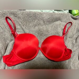 VSpink red with bling accents sz 36c padded SUPER PUSH UP BRA (add 2 cup sizes)